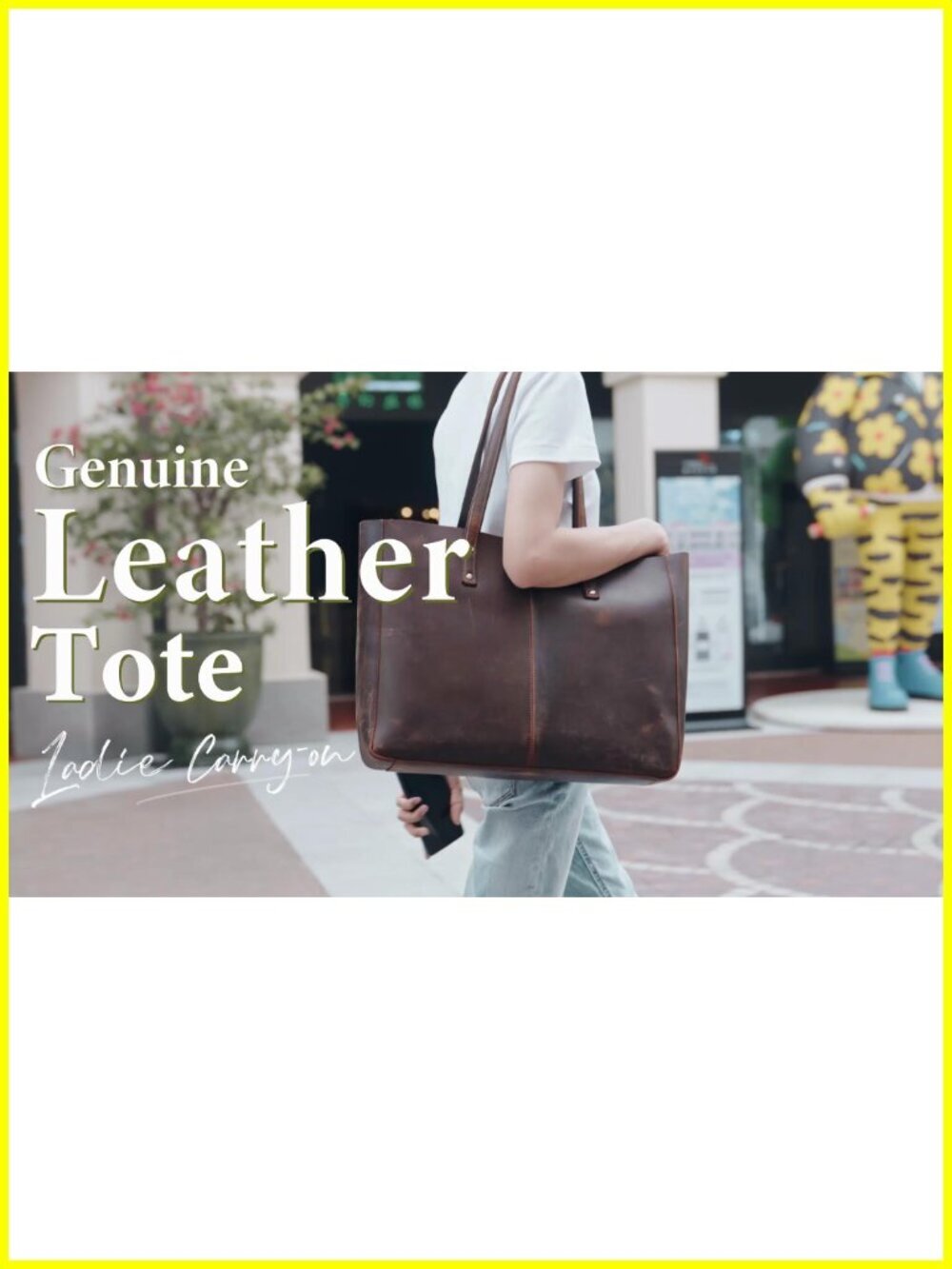 Genuine Leather Tote Bag for Women Large Handbag Work Purse w/ Pouch - Picture 6 of 6